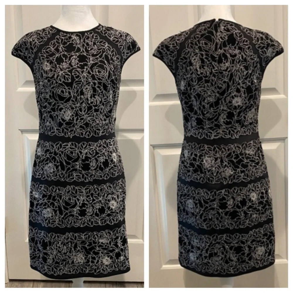 Tadashi Shoji Floral Midi Dress Black & White 16797
